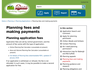 Screenshot for https://www.midsuffolk.gov.uk/planning/development-management/planning-fees-and-making-payments/