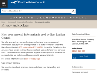 Screenshot for https://www.eastlothian.gov.uk/info/210598/access_to_information/12340/privacy_and_cookies