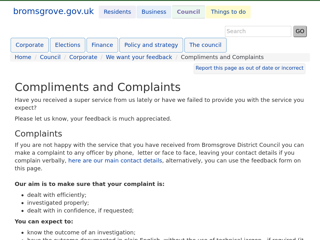 Screenshot for https://www.bromsgrove.gov.uk/council/corporate/we-want-your-feedback/compliments-and-complaints.aspx