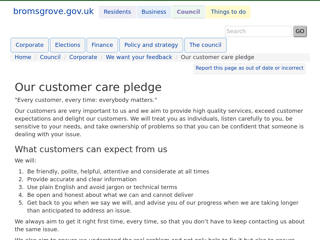 Screenshot for https://www.bromsgrove.gov.uk/council/corporate/we-want-your-feedback/our-customer-care-pledge.aspx