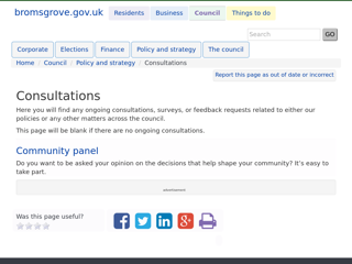 Screenshot for https://www.bromsgrove.gov.uk/council/policy-and-strategy/consultations.aspx