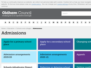 Screenshot for https://www.oldham.gov.uk/info/200327/admissions