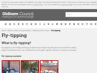 Screenshot for https://www.oldham.gov.uk/info/201056/keeping_streets_clean/842/fly_tipping