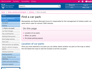 Screenshot for https://www.basingstoke.gov.uk/carparks