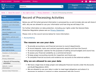 Screenshot for https://www.basingstoke.gov.uk/record-of-processing-activities