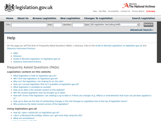 Screenshot for http://www.legislation.gov.uk/help
