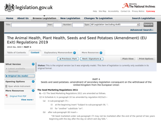 Screenshot for http://www.legislation.gov.uk/uksi/2019/809/part/4/made