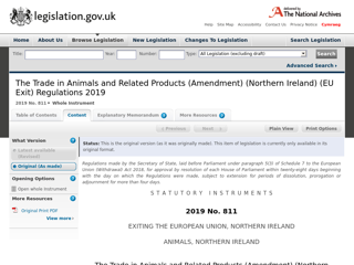 Screenshot for http://www.legislation.gov.uk/uksi/2019/811/made