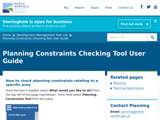 Screenshot for https://www.north-norfolk.gov.uk/tasks/development-management/planning-constraints-checking-tool-user-guide/