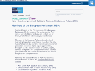 Screenshot for https://www.southlanarkshire.gov.uk/info/200236/politicians/323/members_of_the_european_parliament_meps