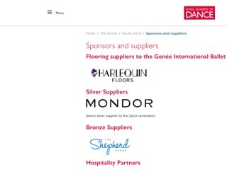 Screenshot for https://www.royalacademyofdance.org/the-genee/genee-2019/sponsors-and-suppliers/