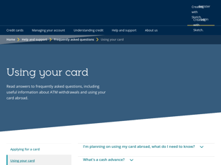 Screenshot for https://www.mbna.co.uk/support/faqs/using-your-card.html