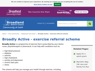 Screenshot for https://www.broadland.gov.uk/info/200172/keeping_fit_and_active/122/broadly_active_-_exercise_referral_scheme