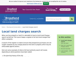 Screenshot for https://www.broadland.gov.uk/landcharges