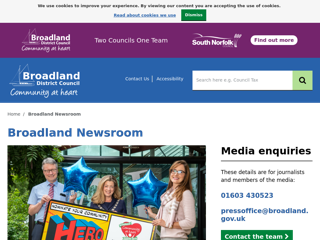 Screenshot for https://www.broadland.gov.uk/newsroom
