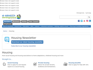 Screenshot for https://www.denbighshire.gov.uk/en/resident/housing/housing.aspx