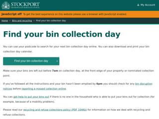 Screenshot for https://www.stockport.gov.uk/find-your-collection-day