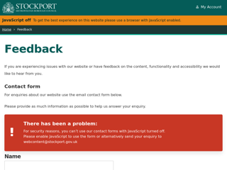 Screenshot for https://www.stockport.gov.uk/website-feedback