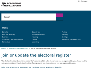 Screenshot for https://www.broxbourne.gov.uk/democracy/update-electoral-register-details/1