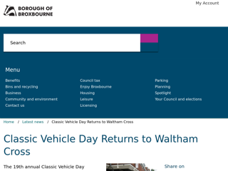 Screenshot for https://www.broxbourne.gov.uk/news/article/9/classic-vehicle-day-returns-to-waltham-cross