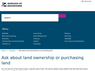 Screenshot for https://www.broxbourne.gov.uk/property/land-ownership/1