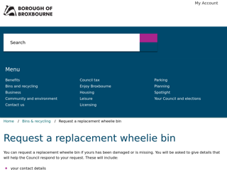 Screenshot for https://www.broxbourne.gov.uk/waste/request-replacement-wheelie-bin/1