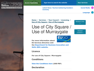 Screenshot for https://www.dundeecity.gov.uk/licensing/use-of-city-square-use-of-murraygate