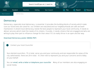 Screenshot for https://www.cardiff.gov.uk/ENG/Your-Council/Democracy/Pages/default.aspx