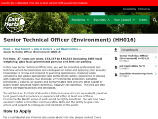 Screenshot for https://www.eastherts.gov.uk/article/36675/Senior-Technical-Officer-Environment-HH016