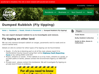 Screenshot for https://www.eastherts.gov.uk/flytipping