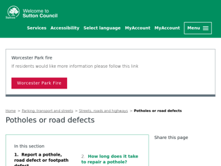 Screenshot for https://www.sutton.gov.uk/info/200264/streets_roads_and_highways_maintenance/1206/potholes_or_road_defects