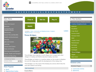 Screenshot for http://www.crawley.gov.uk/pw/Community_and_Neighbourhoods/Crawley_s_Neighbourhoods/Three_Bridges/index.htm