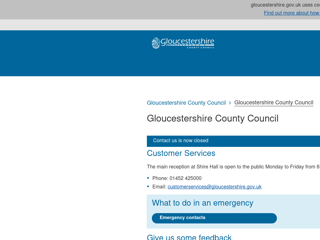 Screenshot for https://www.gloucestershire.gov.uk/contact-us/