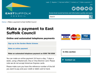 Screenshot for https://www.eastsuffolk.gov.uk/make-a-payment/