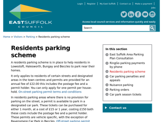 Screenshot for https://www.eastsuffolk.gov.uk/visitors/parking/residents-parking-scheme/