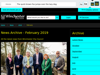 Screenshot for https://www.winchester.gov.uk/news/2019/feb