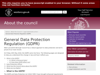 Screenshot for https://www.westlancs.gov.uk/about-the-council/legal-statements-and-foi/general-data-protection-regulation-gdpr.aspx