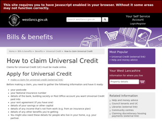 Screenshot for https://www.westlancs.gov.uk/bills-benefits/benefits/universal-credit/how-to-claim-universal-credit.aspx