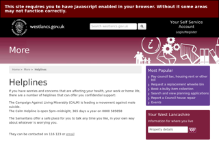 Screenshot for https://www.westlancs.gov.uk/more/helplines.aspx
