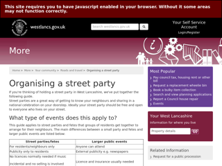 Screenshot for https://www.westlancs.gov.uk/more/your-community/roads-and-travel/organising-a-street-party.aspx