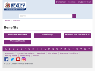 Screenshot for https://www.bexley.gov.uk/services/benefits