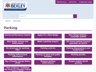 Screenshot for https://www.bexley.gov.uk/services/parking