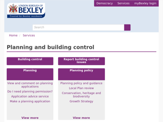 Screenshot for https://www.bexley.gov.uk/services/planning-and-building-control