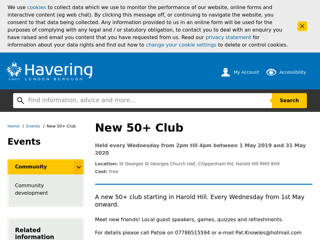 Screenshot for https://www.havering.gov.uk/events/event/1770/new_50_club