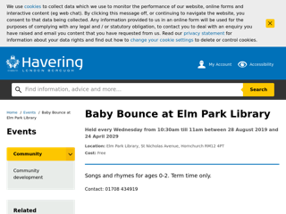 Screenshot for https://www.havering.gov.uk/events/event/2002/baby_bounce_at_elm_park_library