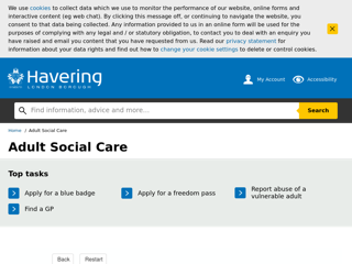 Screenshot for https://www.havering.gov.uk/info/20015/adult_social_care