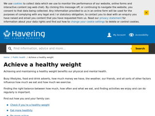 Screenshot for https://www.havering.gov.uk/info/20073/public_health/562/achieve_a_healthy_weight