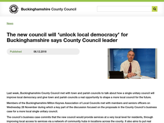 Screenshot for https://www.buckscc.gov.uk/news/the-new-council-will-unlock-local-democracy-for-buckinghamshire-says-county-council-leader/