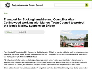 Screenshot for https://www.buckscc.gov.uk/news/transport-for-buckinghamshire-and-councillor-alex-collingwood-working-with-marlow-town-council-to-protect-the-iconic-marlow-suspension-bridge/