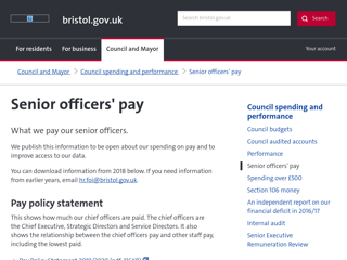 Screenshot for https://www.bristol.gov.uk/council-spending-performance/senior-officers-pay